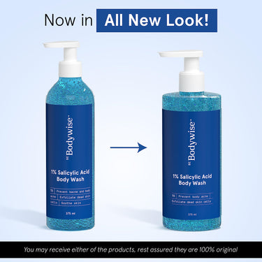 Be Bodywise 1% Salicylic Acid Bodywash 375 mL with Loofah & 5% Lactic Acid Lotion 200 mL for Women | Helps to Prevent Body Acne, Cleanses Skin & Nourishes Skin | Paraben and SLS Free